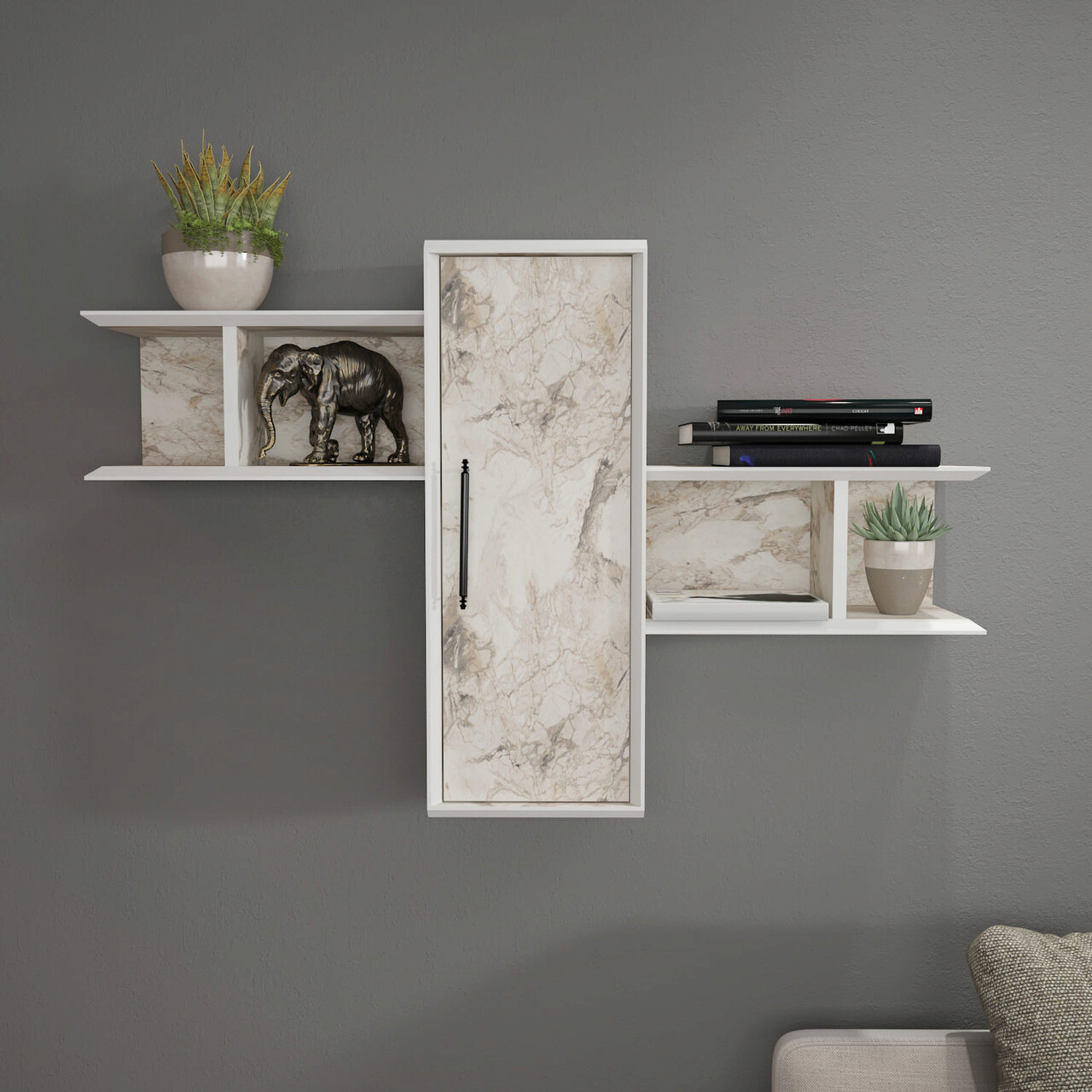 Raft de perete, Hanah Home, Olida, 118.6x35x51.8 cm, Alb - imagine 6